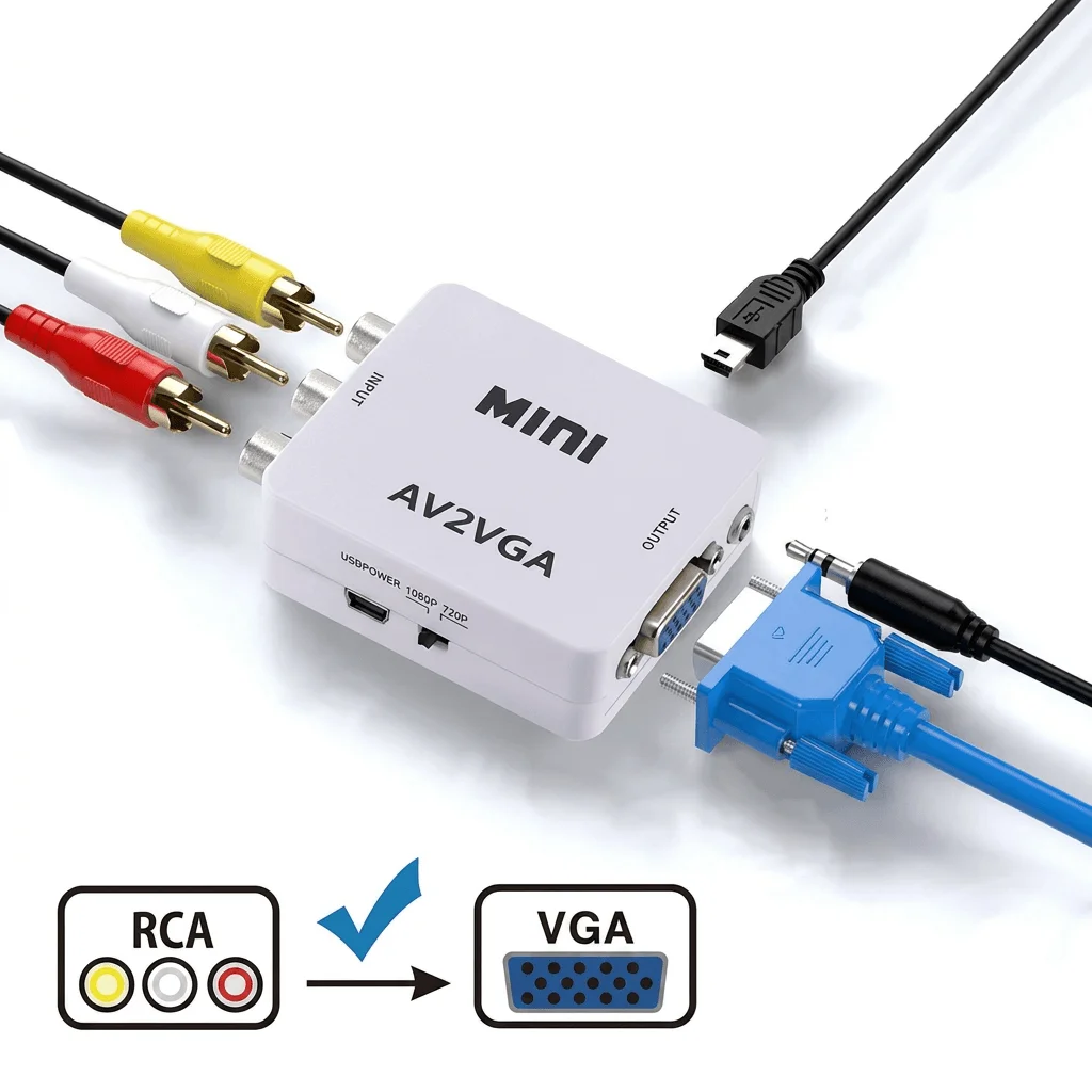 Contenido del paquete convertidor VGA a RCA