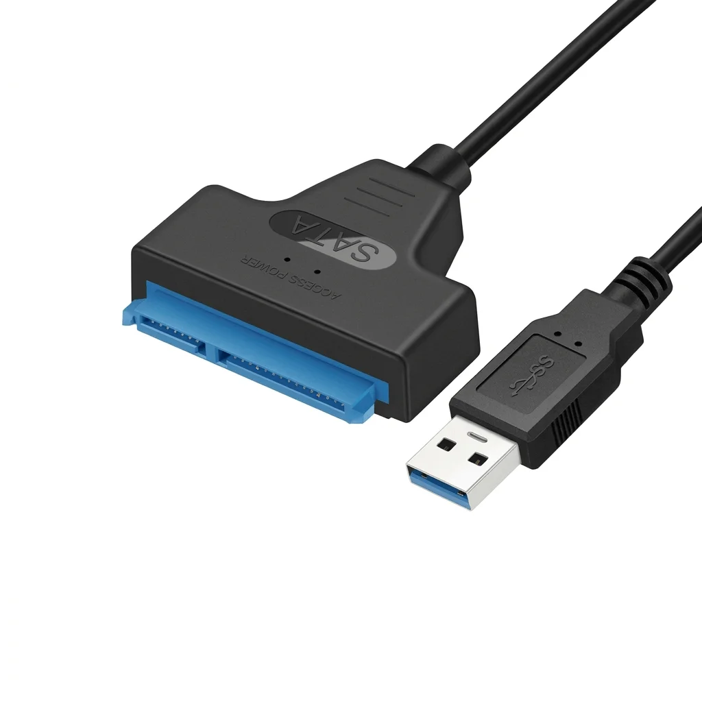 Adaptador SATA a USB conectado a disco duro