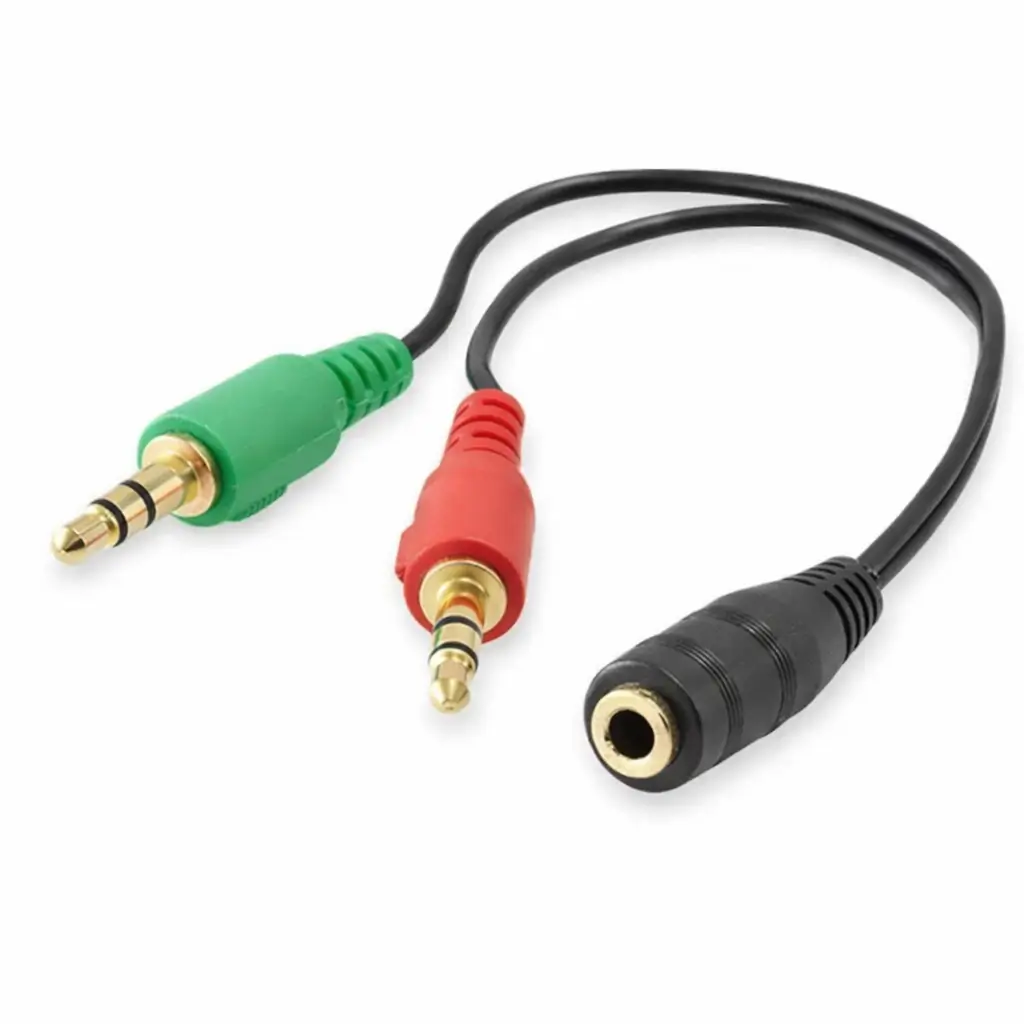Cable divisor audio splitter 3.5mm 1 hembra 2 machos para micrófono y auriculares