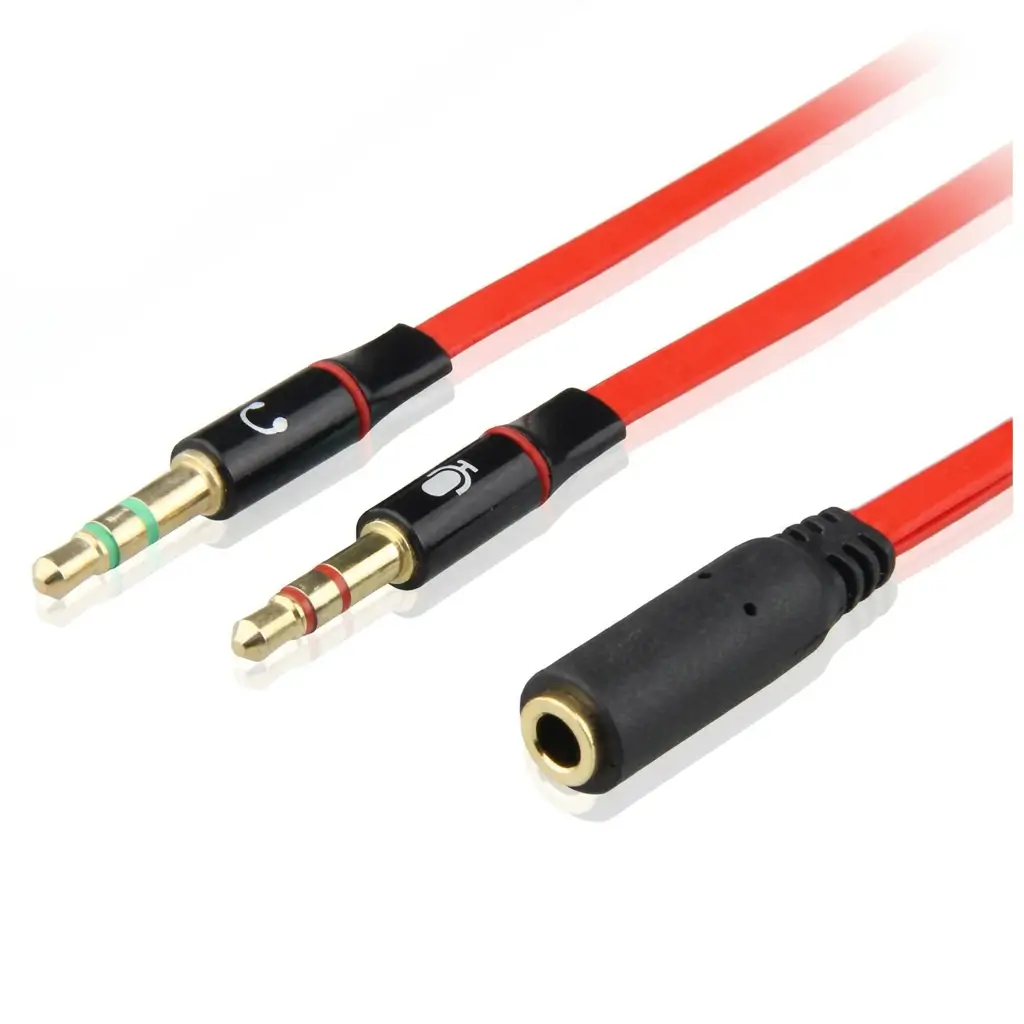 Cable divisor splitter de audio vista completa con identificación de colores