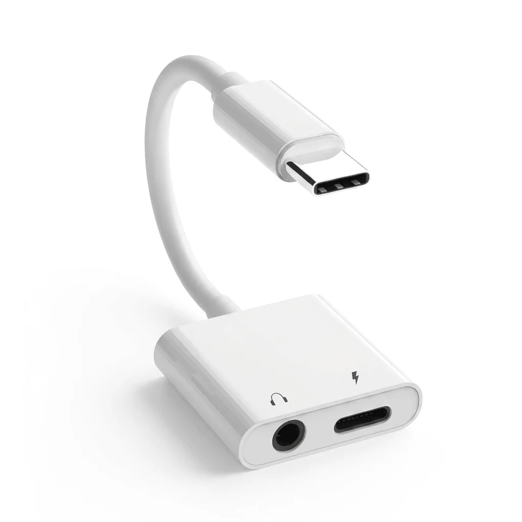 Detalle conector USB-C y jack 3.5mm
