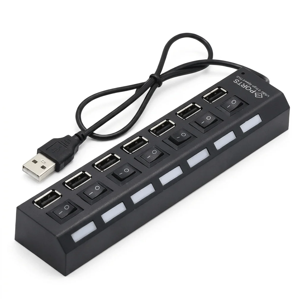 Multipuerto USB HUB 7 puertos expansor USB para PC y laptop