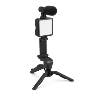 Kit estabilizador de video con panel LED y micrófono para celular