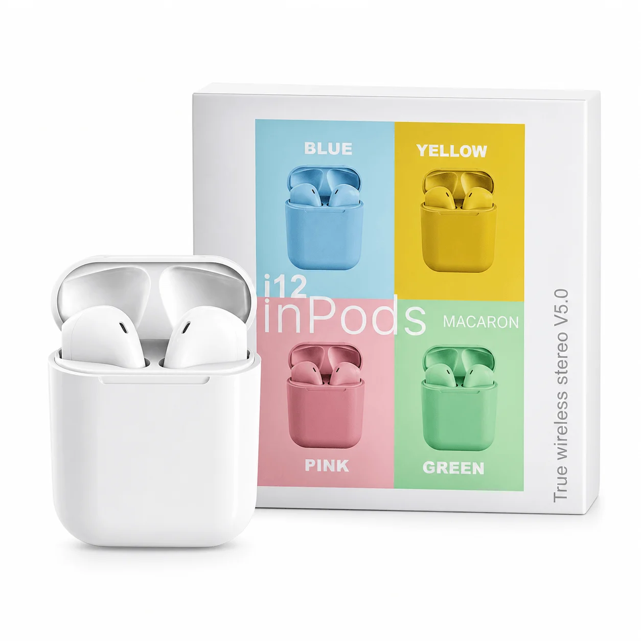 Audífonos i12 TWS Bluetooth inalámbricos con estuche de carga